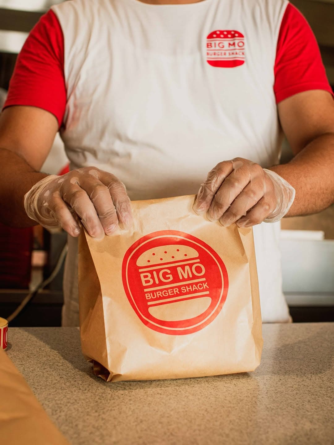 A BIG MO burger and fries close-up