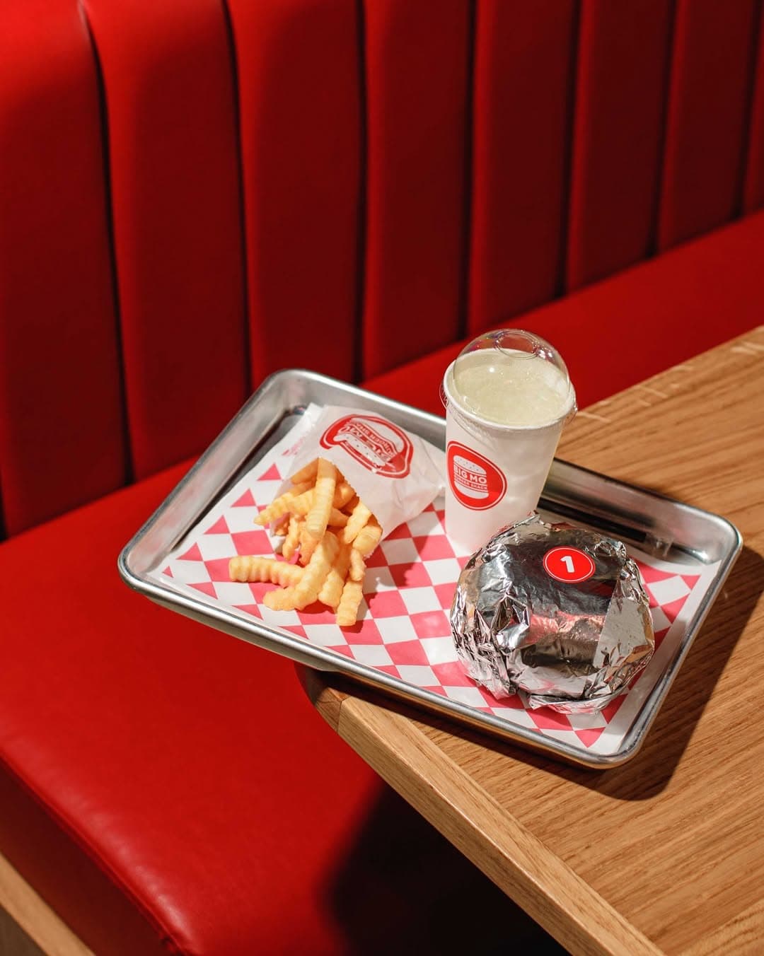 A BIG MO burger meal served on the signature tray